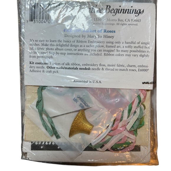 Creative Beginnings Silk Ribbon Embroidery Kit Basket of Roses – Mary Jo Hiney - Picture 2 of 5